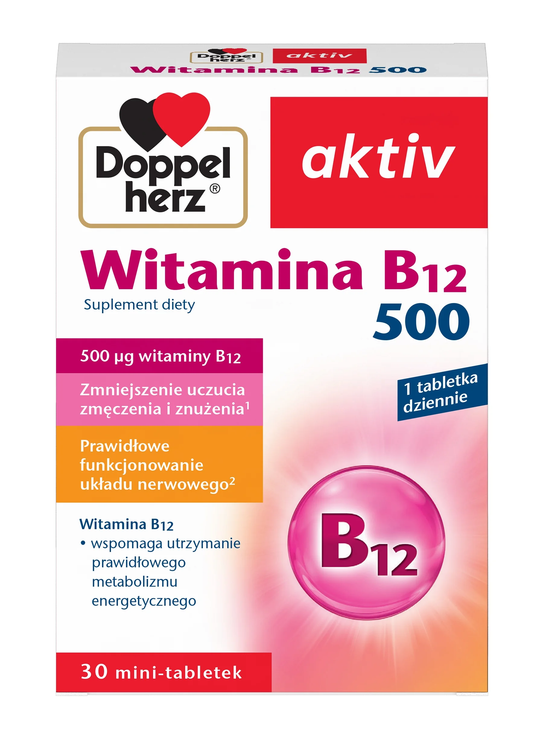 Doppelherz Activ Witamina B12 500 30 tabletek