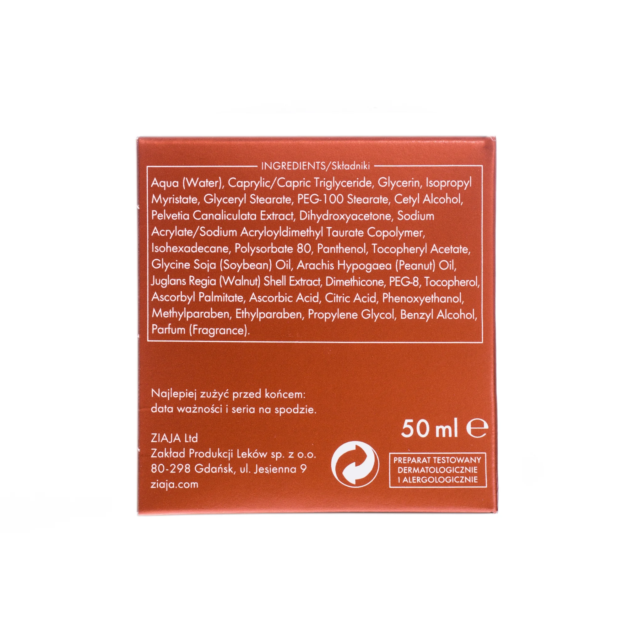 Ziaja Sopot, krem brązujący przeciw zmarszczkom, 50 ml