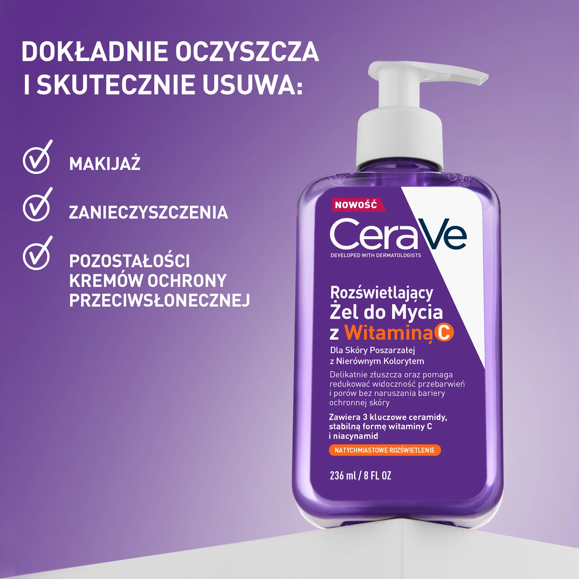 CeraVe rozświetlający żel do mycia z witaminą C, 236 ml