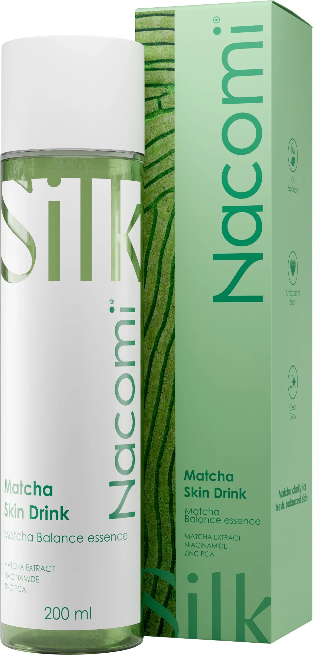 Nacomi Matcha Skin Drink esencja odświeżająco-równoważąca do twarzy, 200 ml