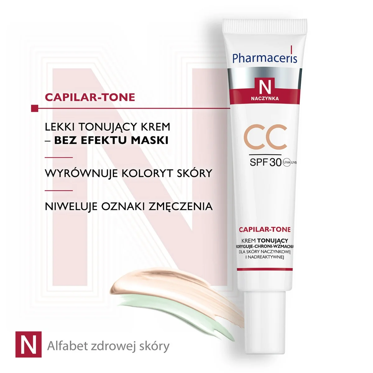 Pharmaceris N Capilar-Tone, krem tonujący CC do skóry naczynkowej i nadreaktywnej, SPF30, 40ml 