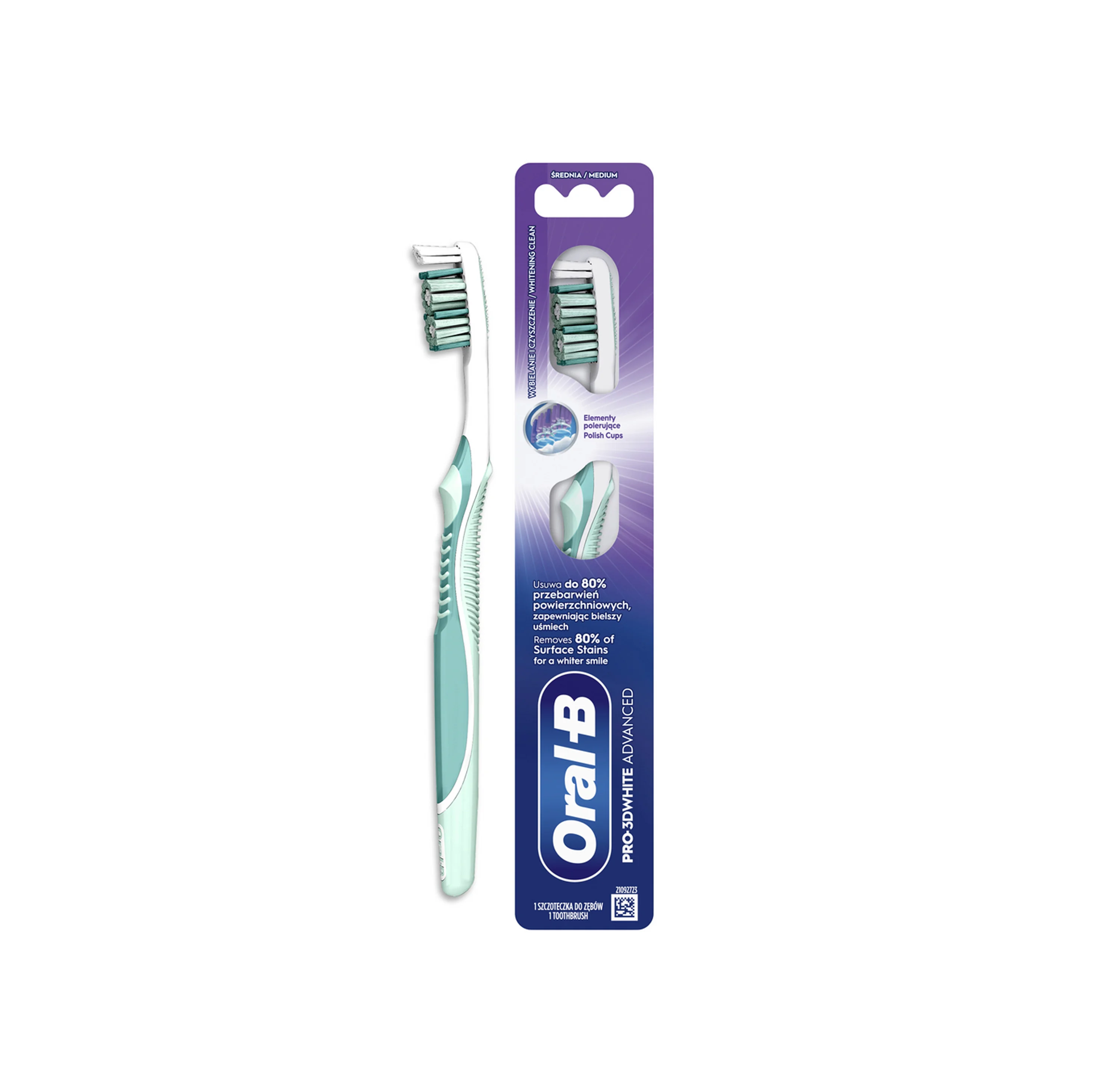 Oral-B Pro-3D White Advanced szczoteczka do zębów, usuwa przebarwienia, średnia, 1 sztuka
