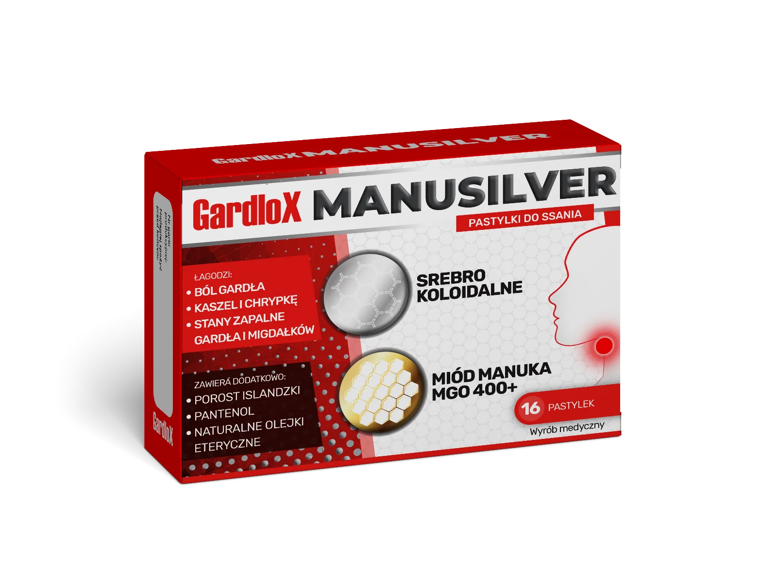 Gardlox Manusilveer pastylki do ssania, 16 szt.