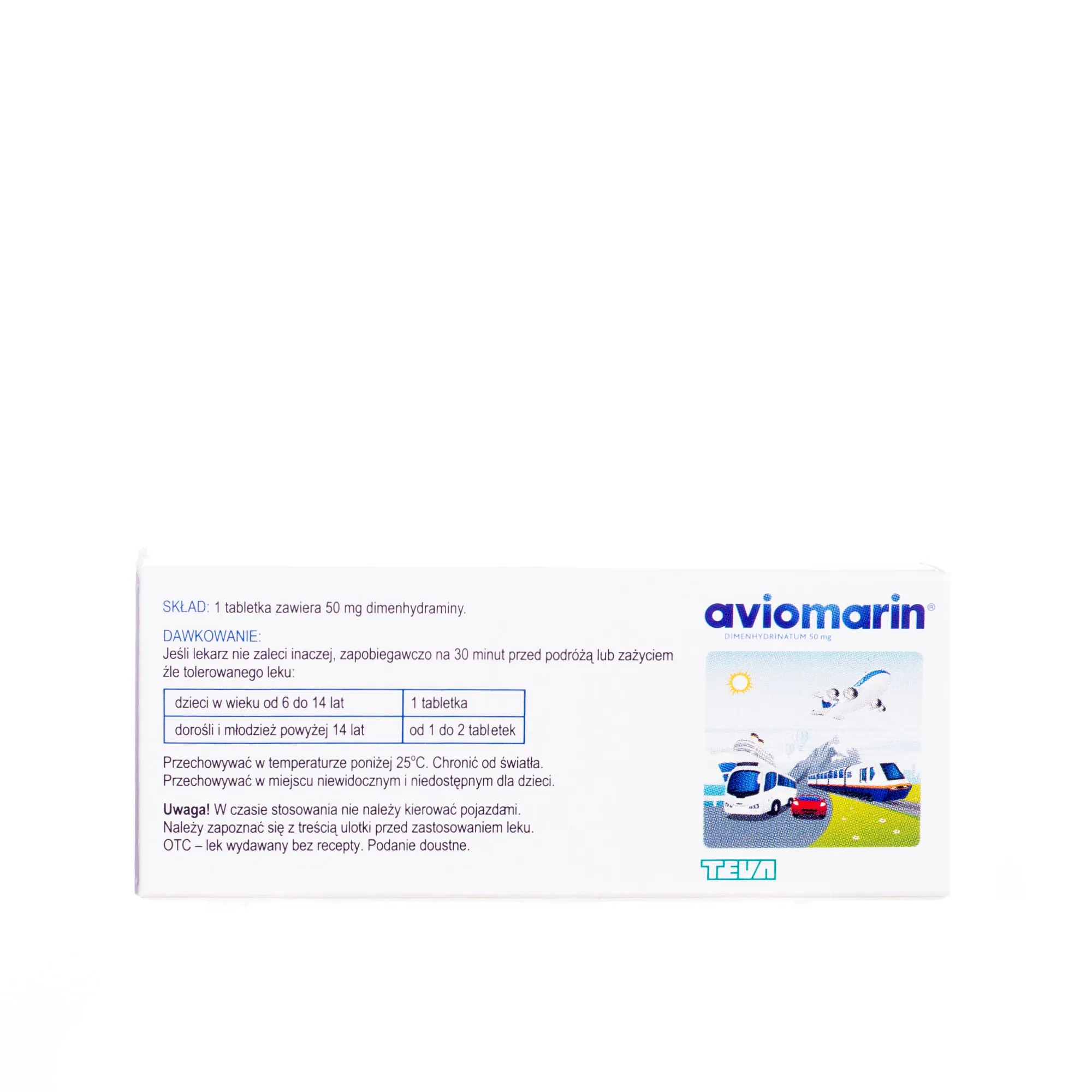 Aviomarin, dimenhydrinatum 50 mg, 10 tabletek 