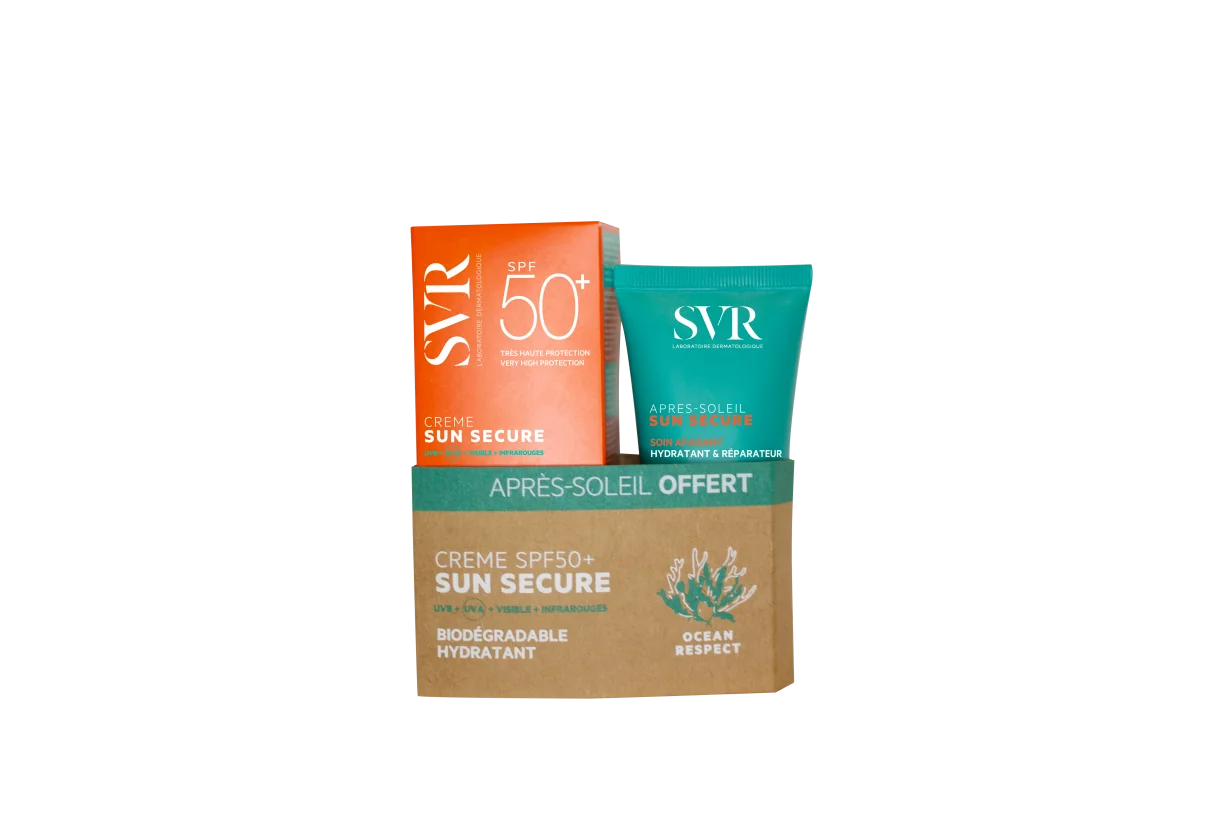 SVR Sun Secure zestaw krem ochronny do twarzy SPF 50+, 50 ml + balsam po opalaniu, 50 ml