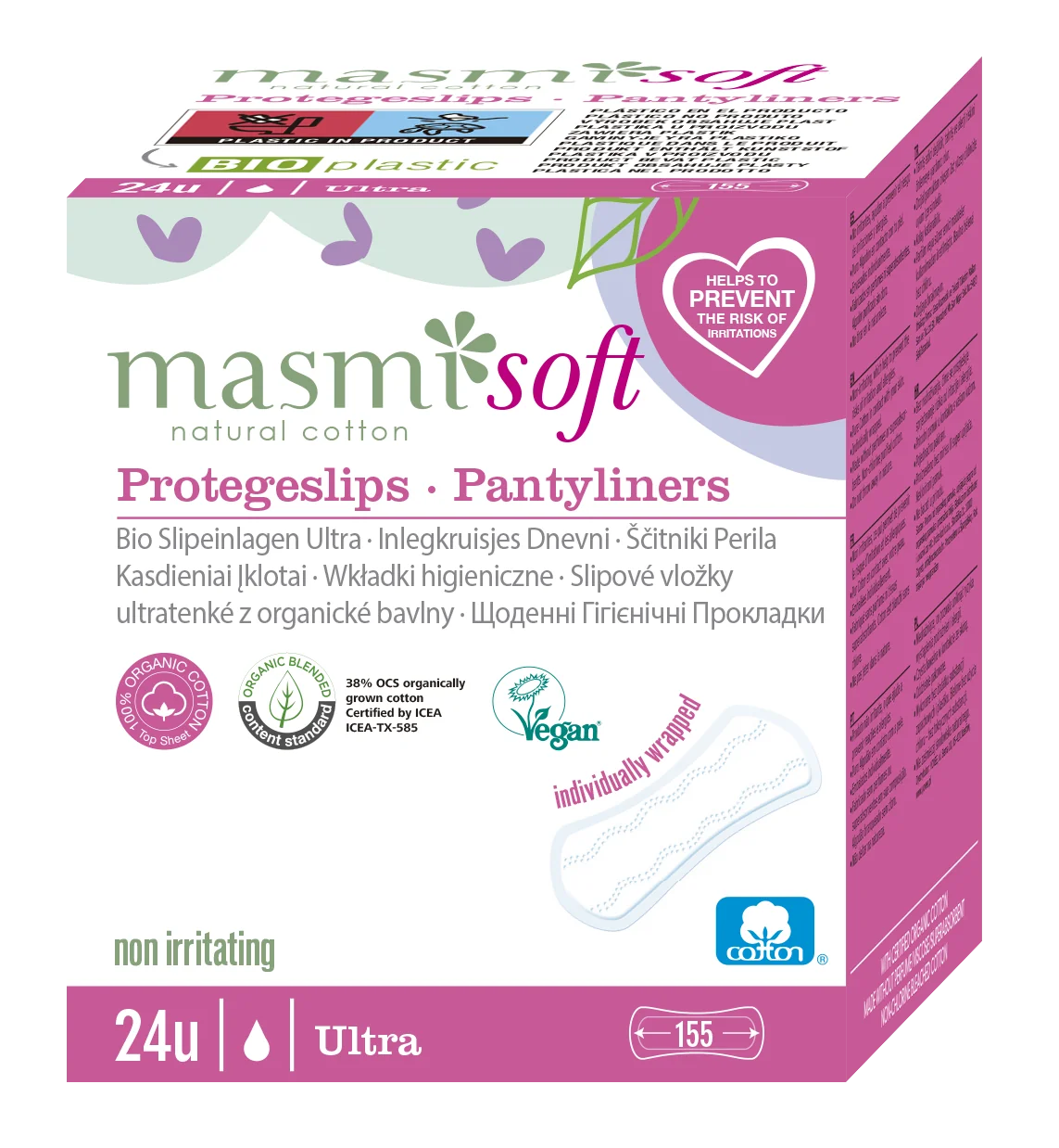 Masmi Soft ultracienkie wkładki higieniczne o anatomicznym kształcie, 24 szt.