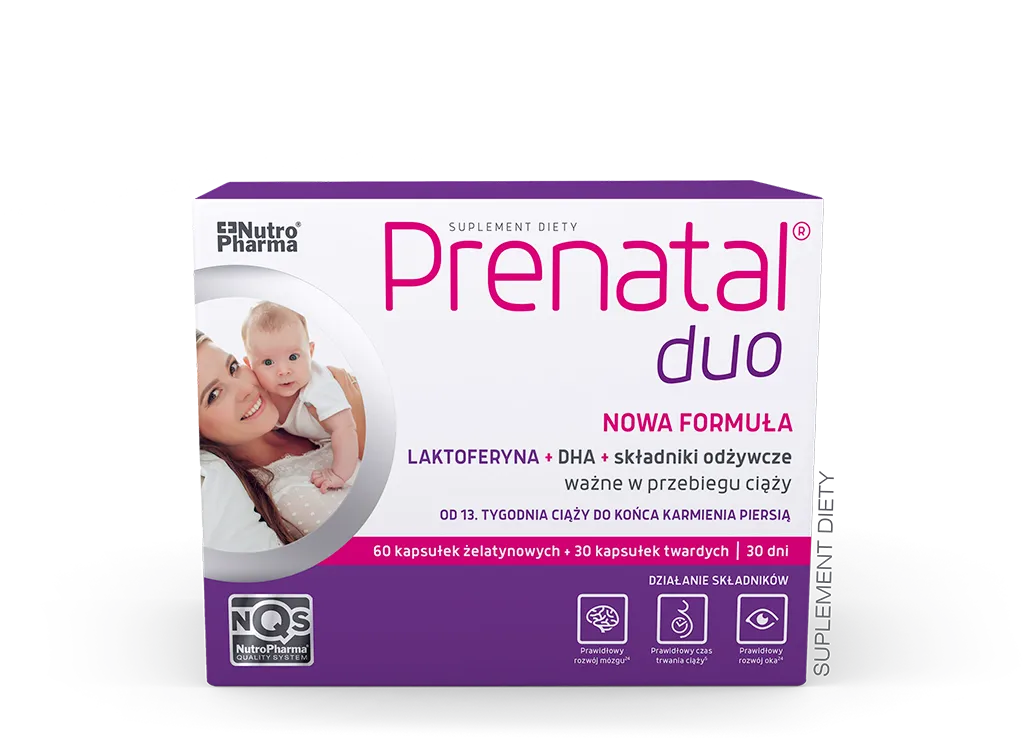 Prenatal Duo, suplement diety, 60 kaps. żelatynowych + 30 kaps. żelatynowych + Femaltiker 1 sasz. gratis