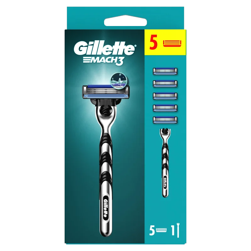 Gillette Mach3 Charcoal maszynka do golenia z 5 wymiennymi ostrzami dla mężczyzn, 1 szt.