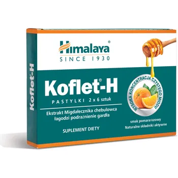 Himalaya Koflet-H, suplement diety, smak pomarańczowy, 12 pastylek do ssania 