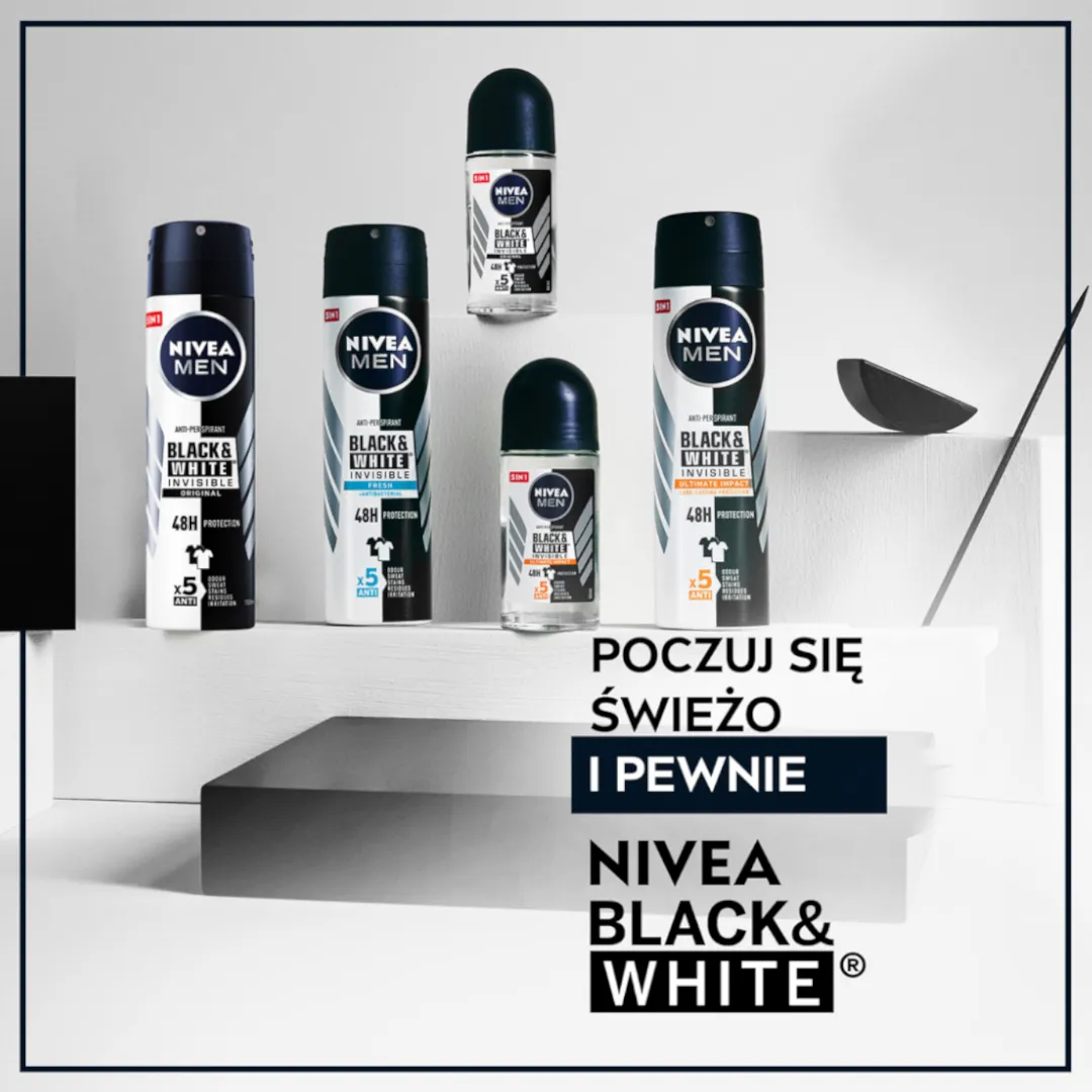 Nivea Black & White Power antyperspirant w spray'u, 150 ml 