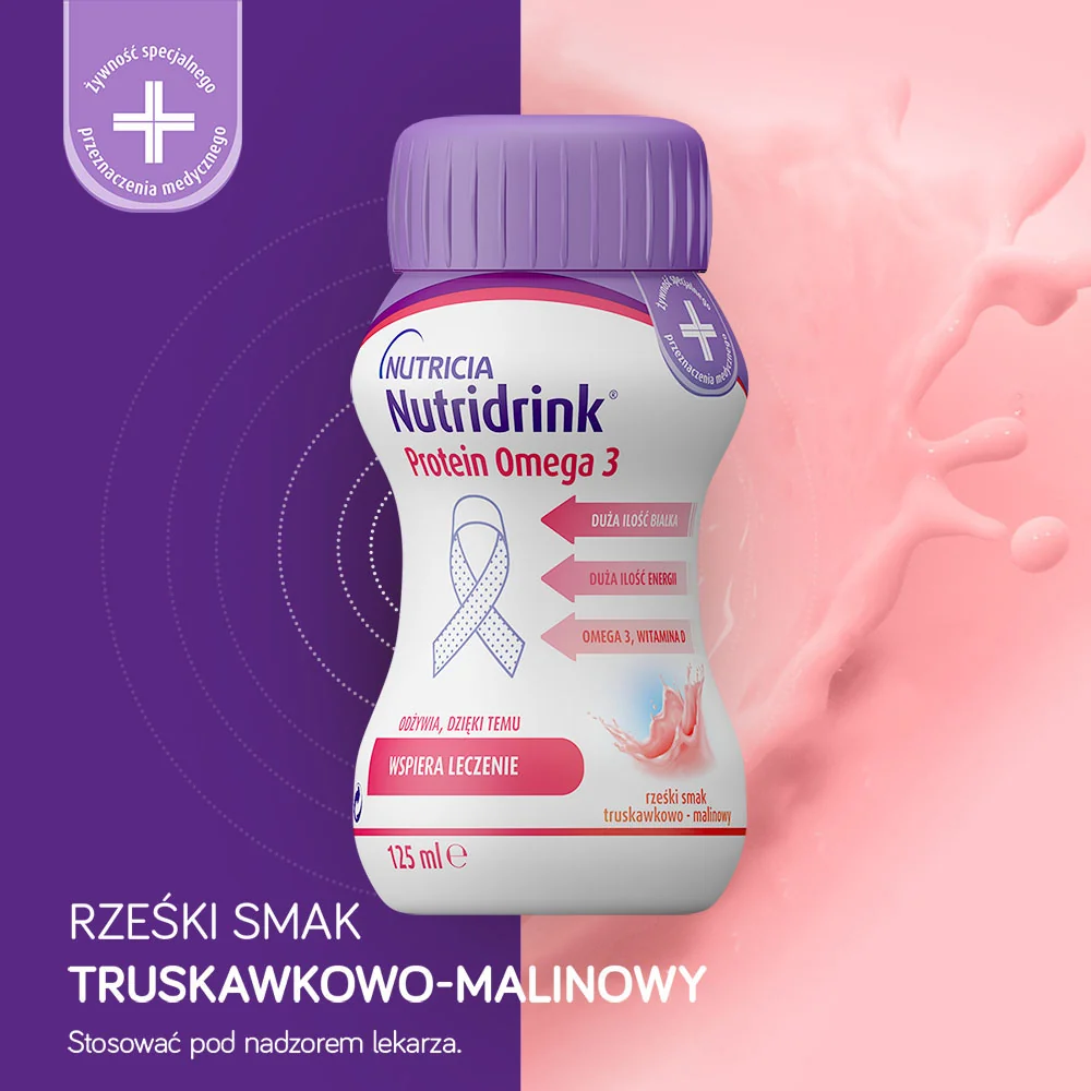 Nutridrink Protein Omega 3 Megapack o smaku truskawkowo-malinowym, 24 x 125 ml