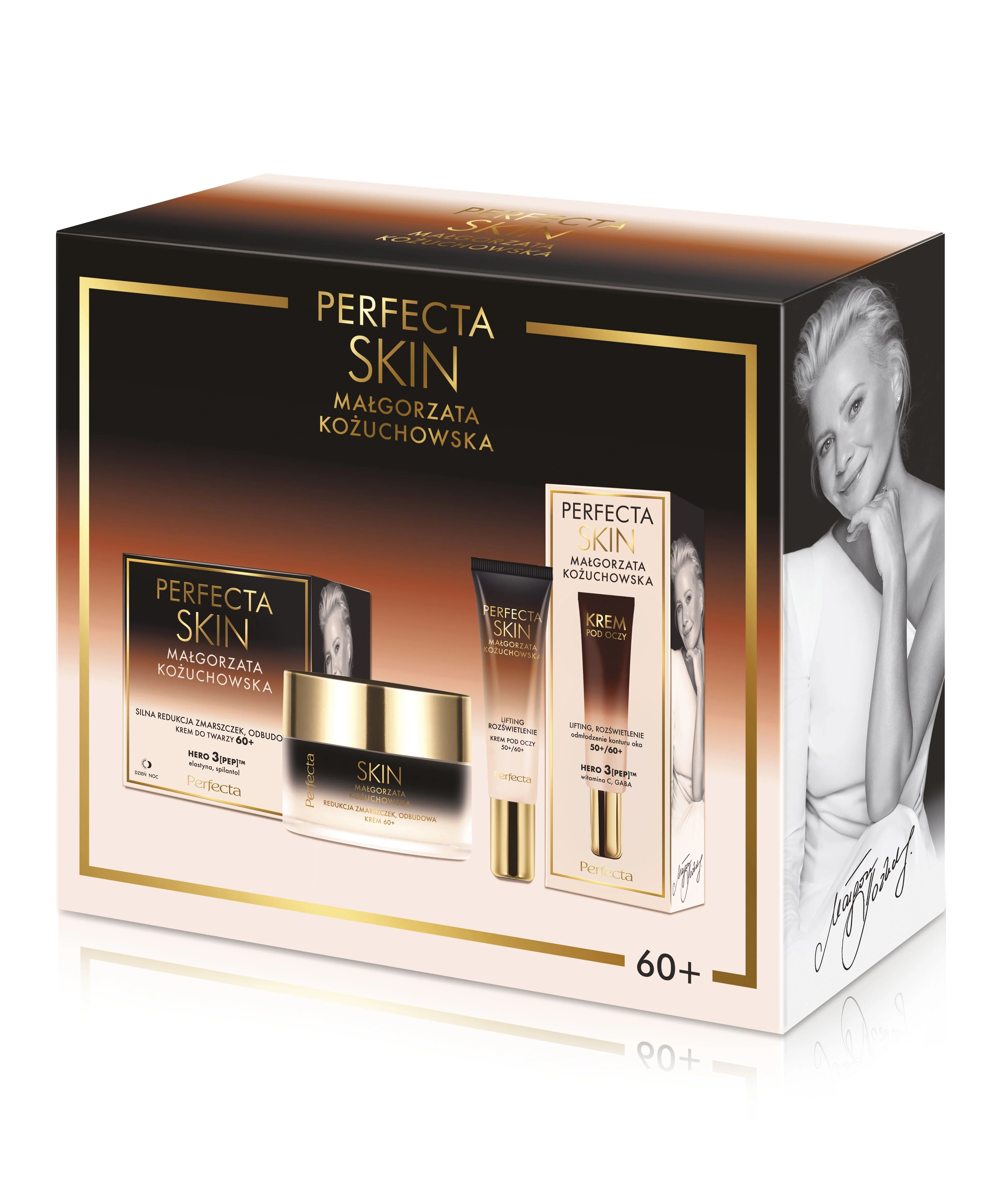 Perfecta Skin Małgorzata Kożuchowska Zestaw krem do twarzy przeciwzmarszczowy na dzień i noc 60+, 50 ml + krem pod oczy 50/60+, 15 ml