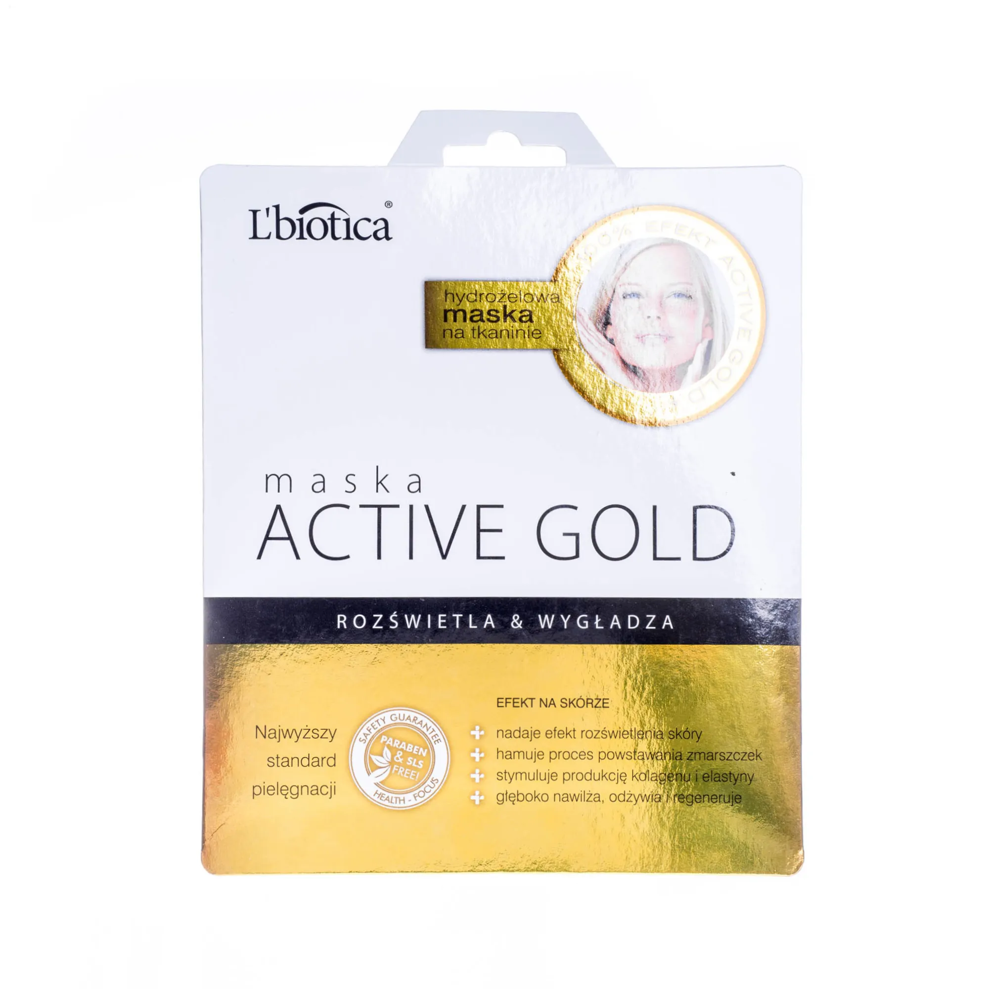 L'biotica, maska hydrożelowa Active Gold na tkaninie, 25 g
