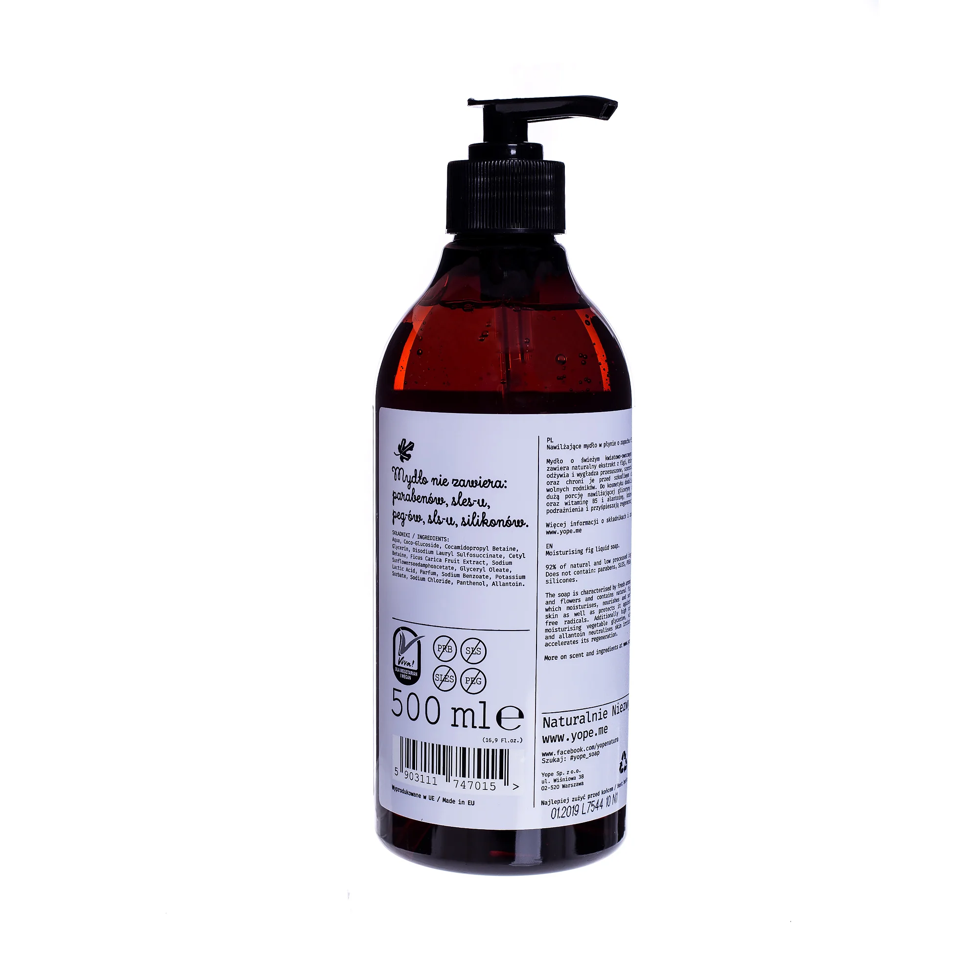 Yope Figowe, naturalne mydło w płynie, 500 ml