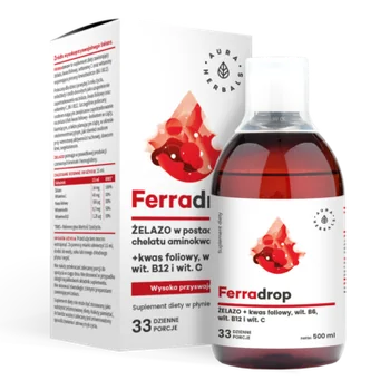 Aura Herbals Ferradrop, suplement diety, żelazo, kwas foliowy
