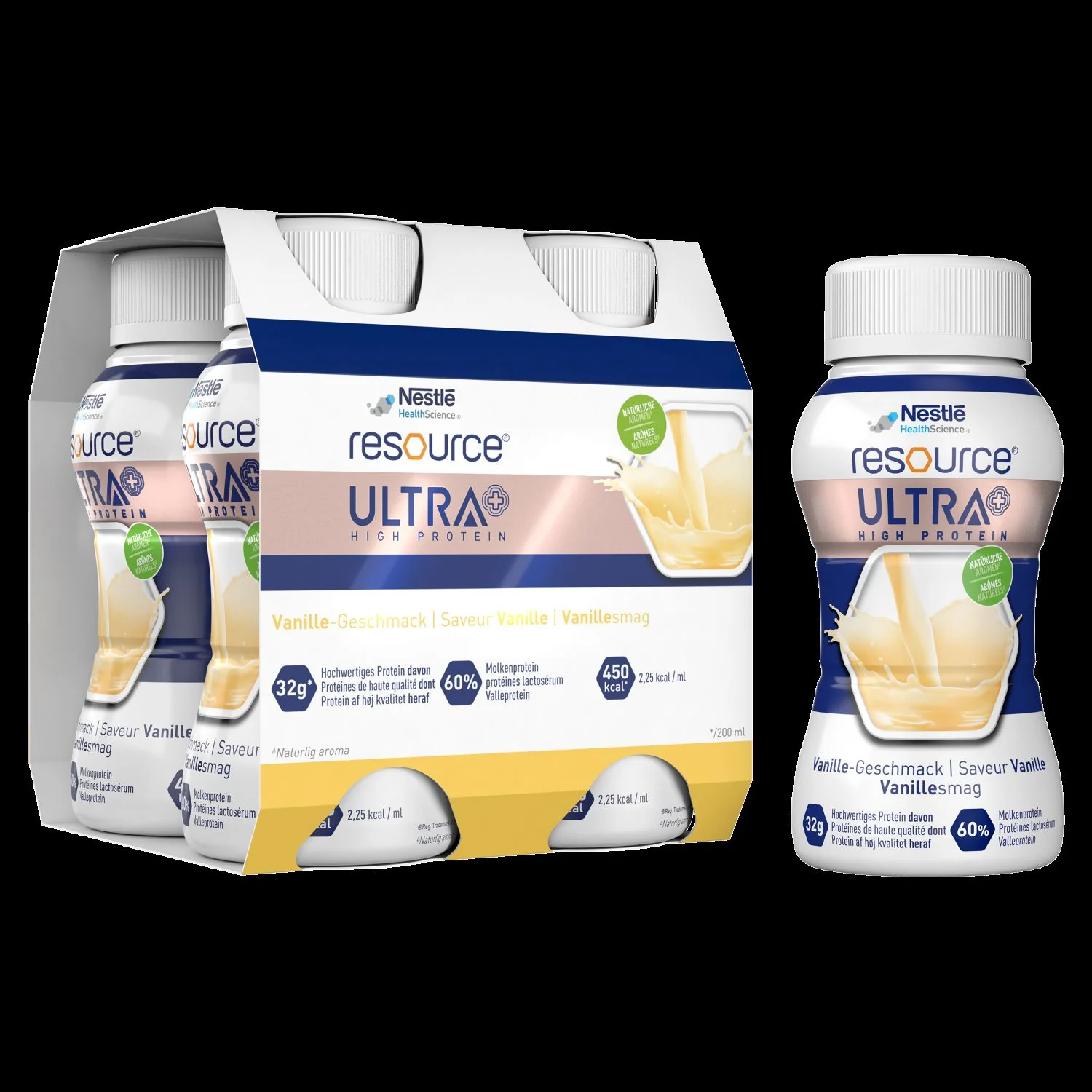 Nestlé Resource Ultra+ żywność specjalnego przeznaczenia smak waniliowy, 4 x 200 ml
