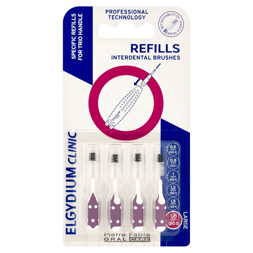 Elgydium Clinic Refills Purpurowe (ISO 5) wkład do szczoteczki międzyzębowej, 4 sztuki
