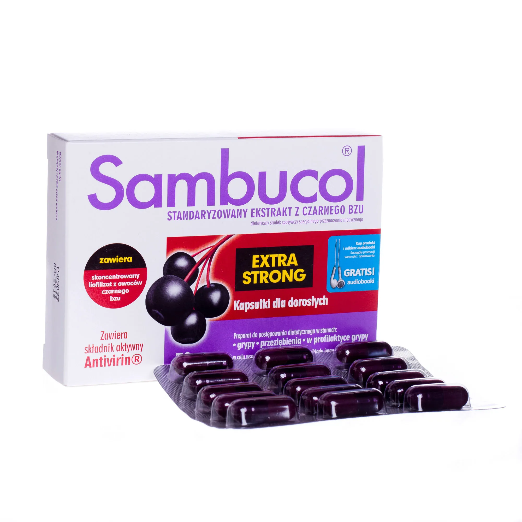 Sambucol Extra Strong, ekstrakt z czarnego bzu dla dorosłych, 30 kapsułek