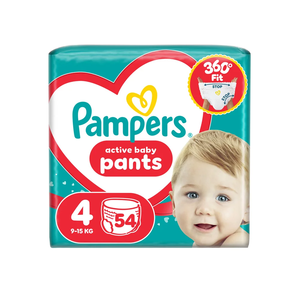 Pampers Active Baby Pants 4 pieluchomajtki, rozmiar 4, 9-15 kg, 54 sztuki