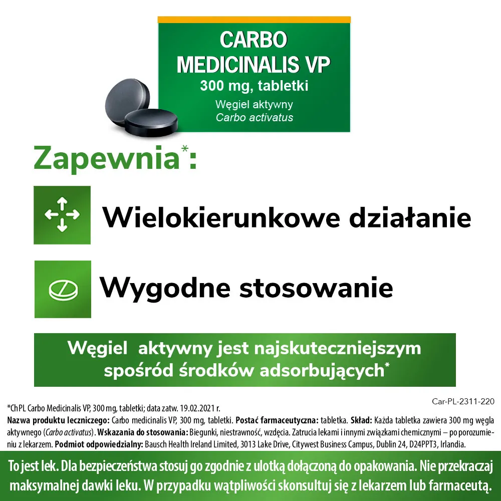 Carbo Medicinalis VP, 300 mg, 20 tabletek 