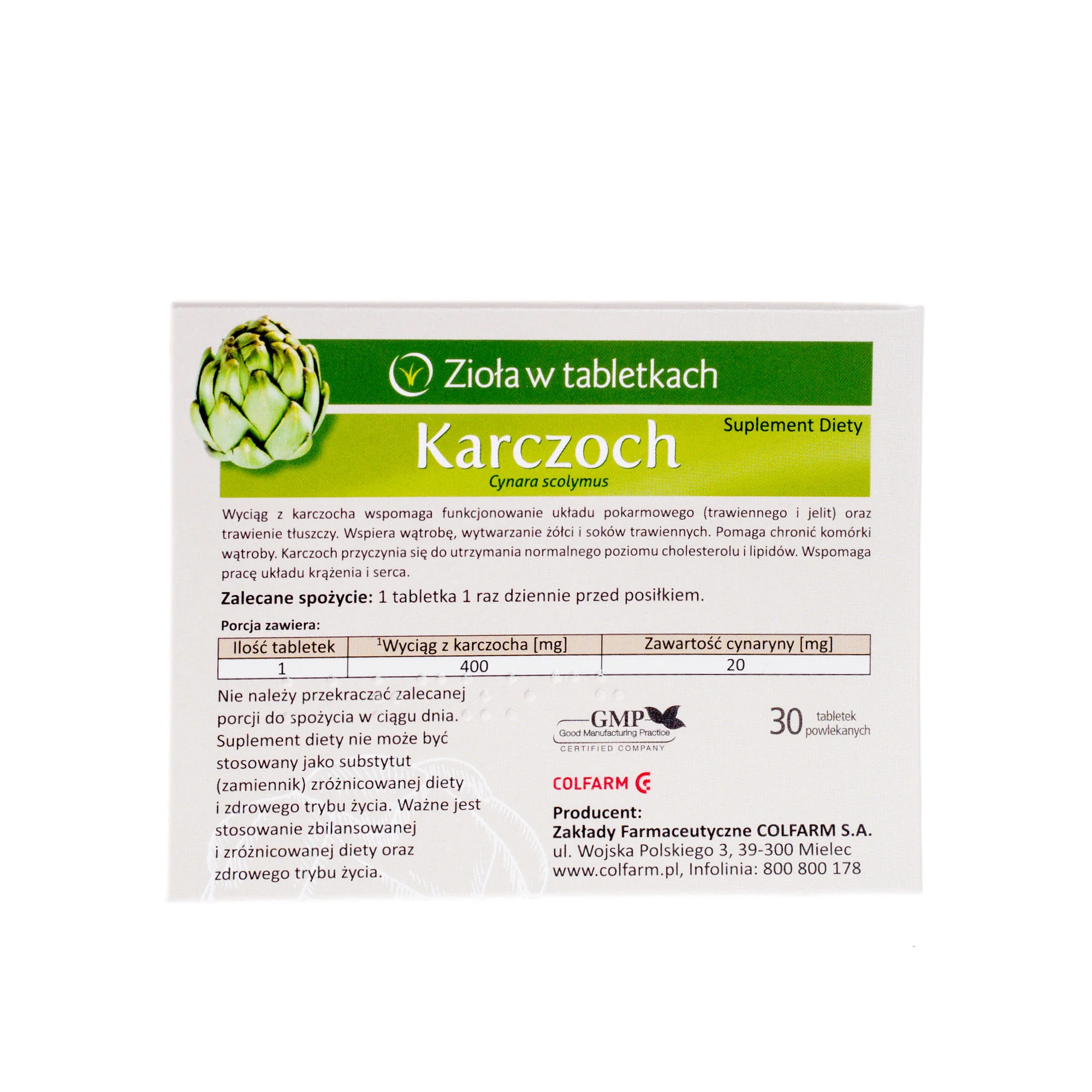 Colfarm Karczoch 30 tabletek powlekanych