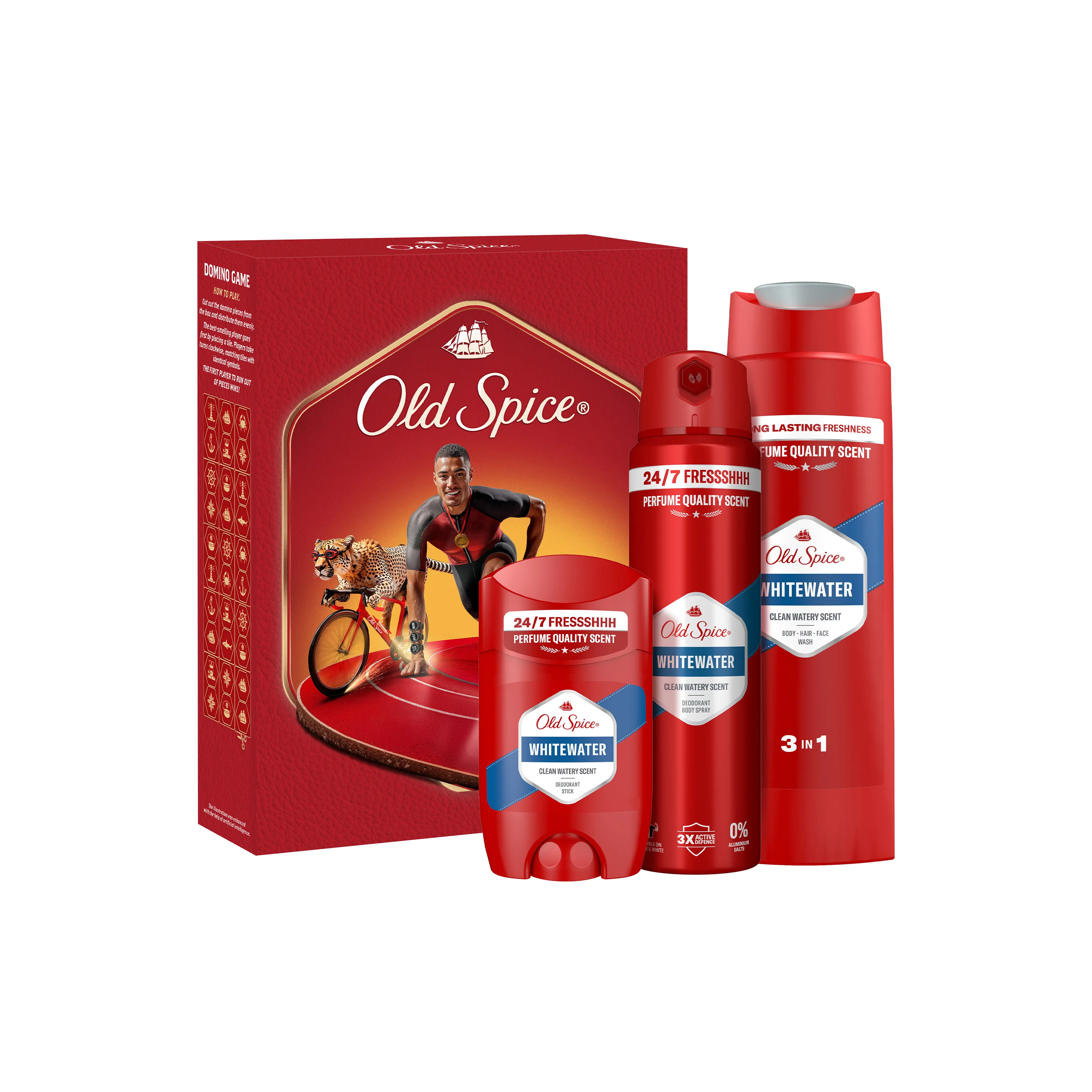Old Spice Whitewater Ironman Zestaw dezodorant w sztyfcie, 50 ml + dezodorant w sprayu, 150 ml + żel pod prysznic, 250 ml