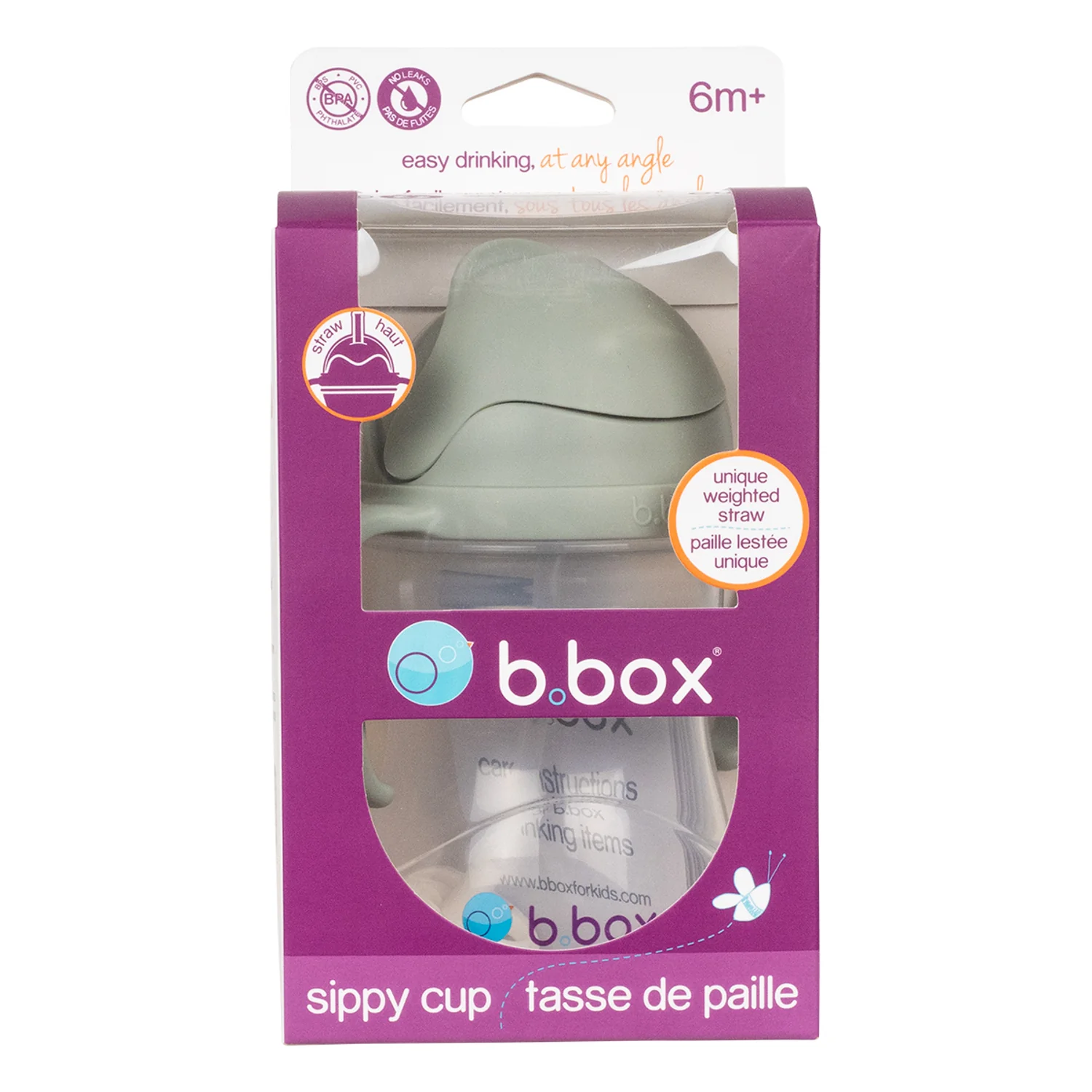 B.box bidon ze słomką szałwiowy, 240 ml