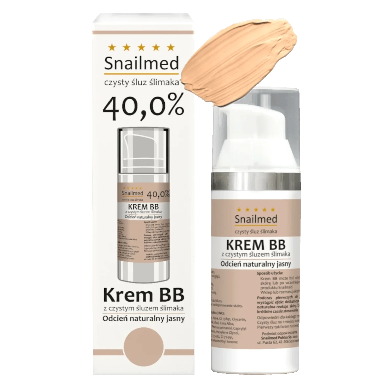 Snailmed krem BB ze śluzem ślimaka, jasny odcień naturalny, 30 ml