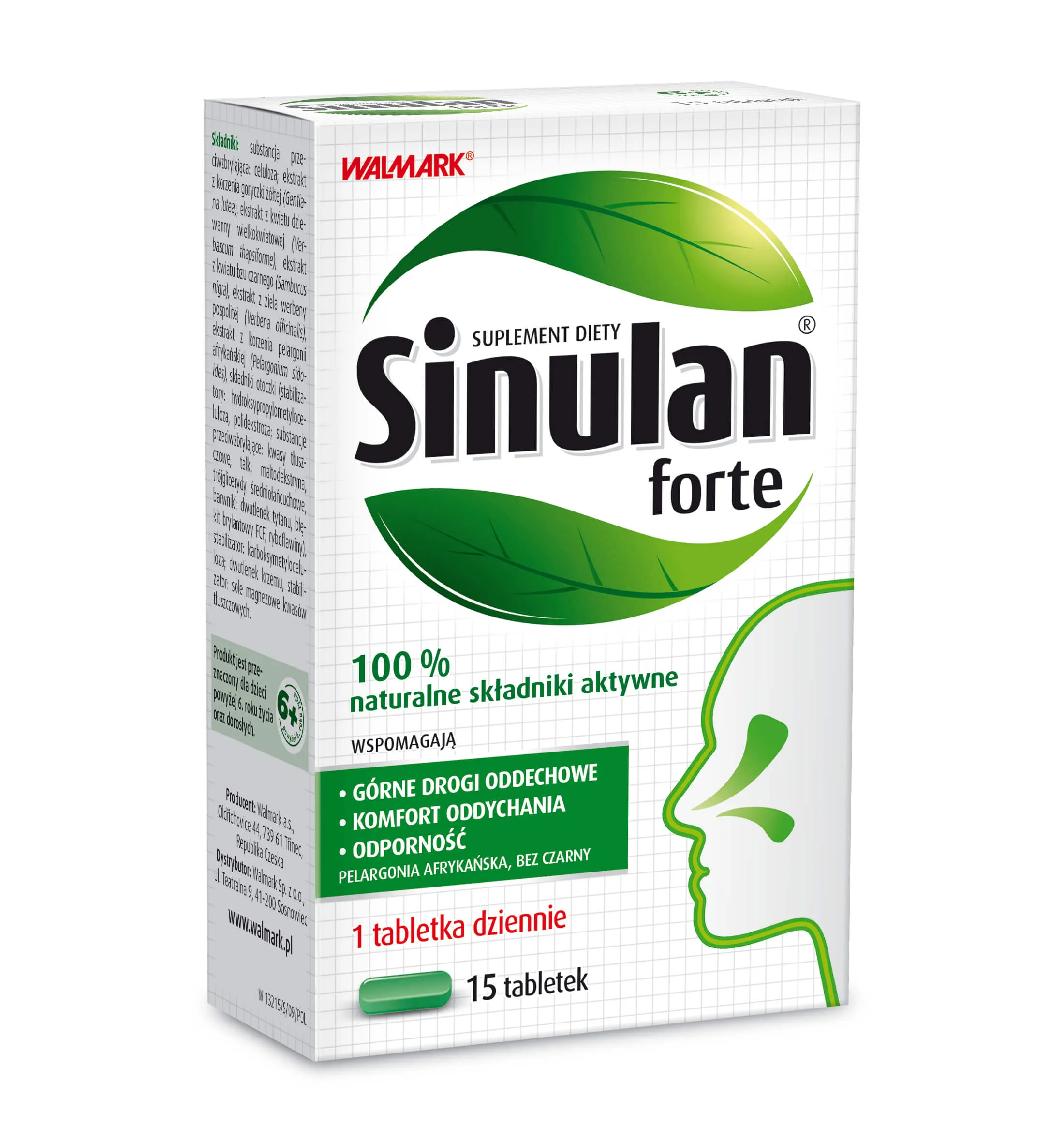 Sinulan Forte, suplement diety, 15 tabletek