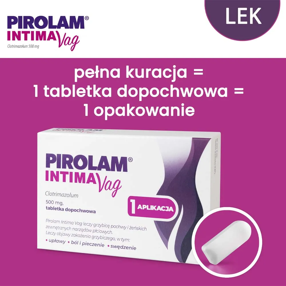 Pirolam Intima Vag 500 mg, 1 tabletka dopochwowa 