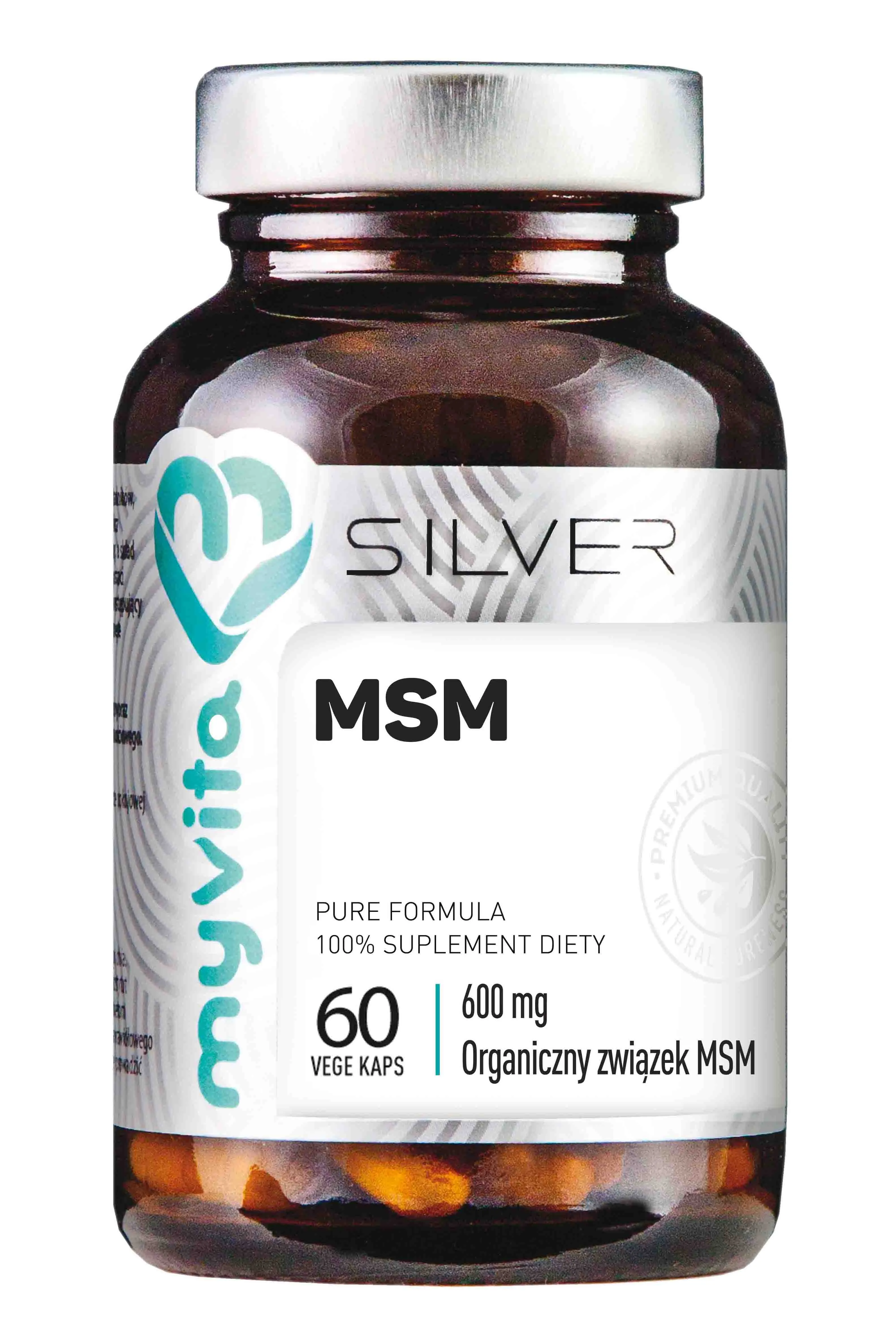 MyVita Silver, MSM 600mg, suplement diety, 60 kapsułek