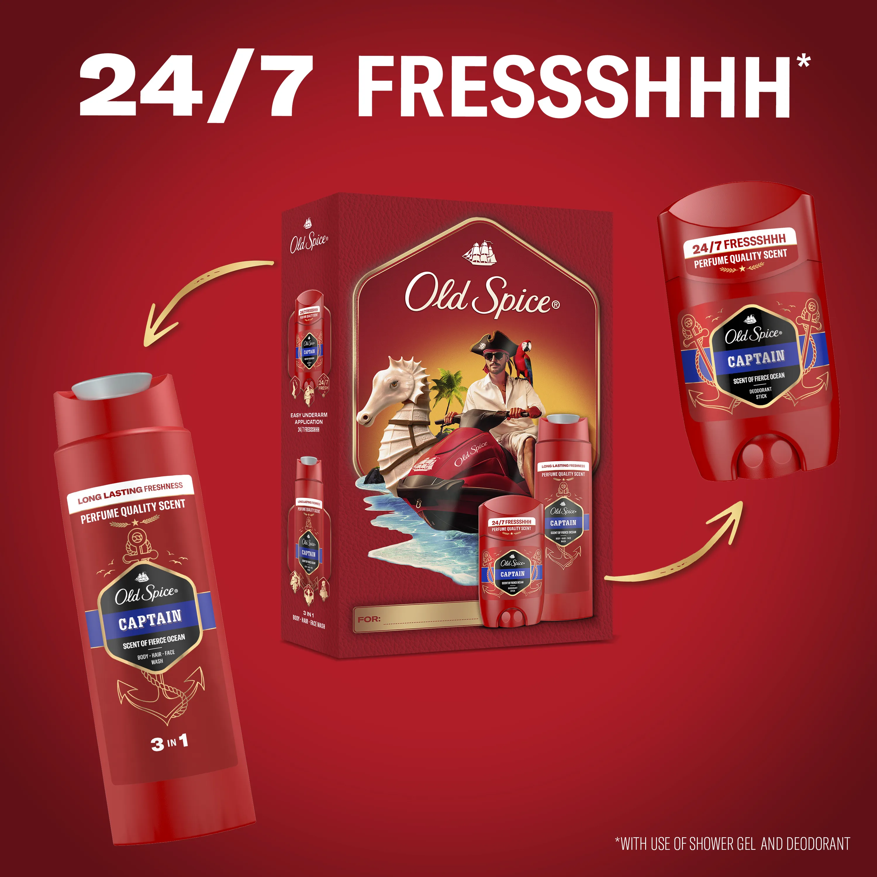 Old Spice Capitan Xmass Zestaw dezodorant w sztyfcie, 50 ml + żel pod prysznic, 250 ml