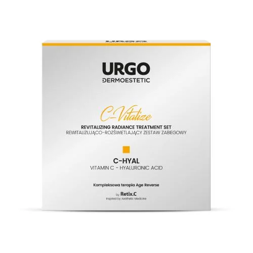 URGO Dermoestetic C-Vitalize rewitalizująco-rozświetlający zestaw zabiegowy, 50 ml + 4 x 1 ml + 4,25 ml