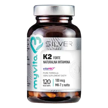 Myvita Silver, witamina k2 mk-7 forte, suplement diety, 100 mcg, 120 kapsułek 