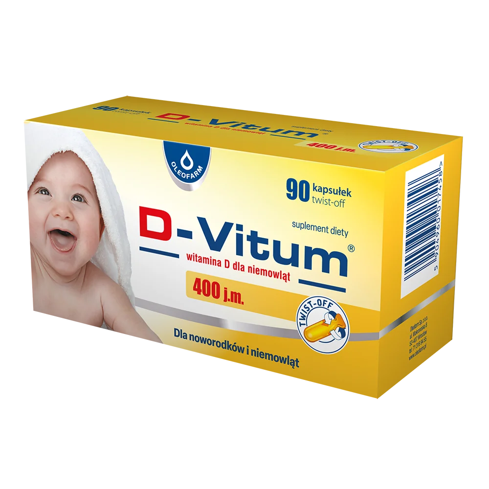 D-Vitum witamina D dla niemowląt 400 j.m, 90 kapsułek twist-off