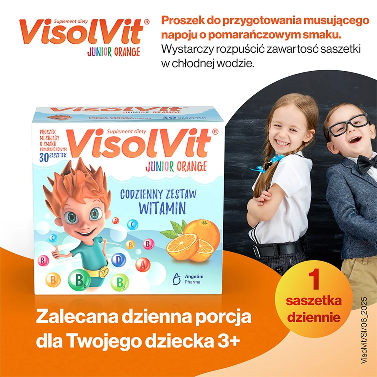 Visolvit Junior Orange smak pomarańczowy, 30 saszetek