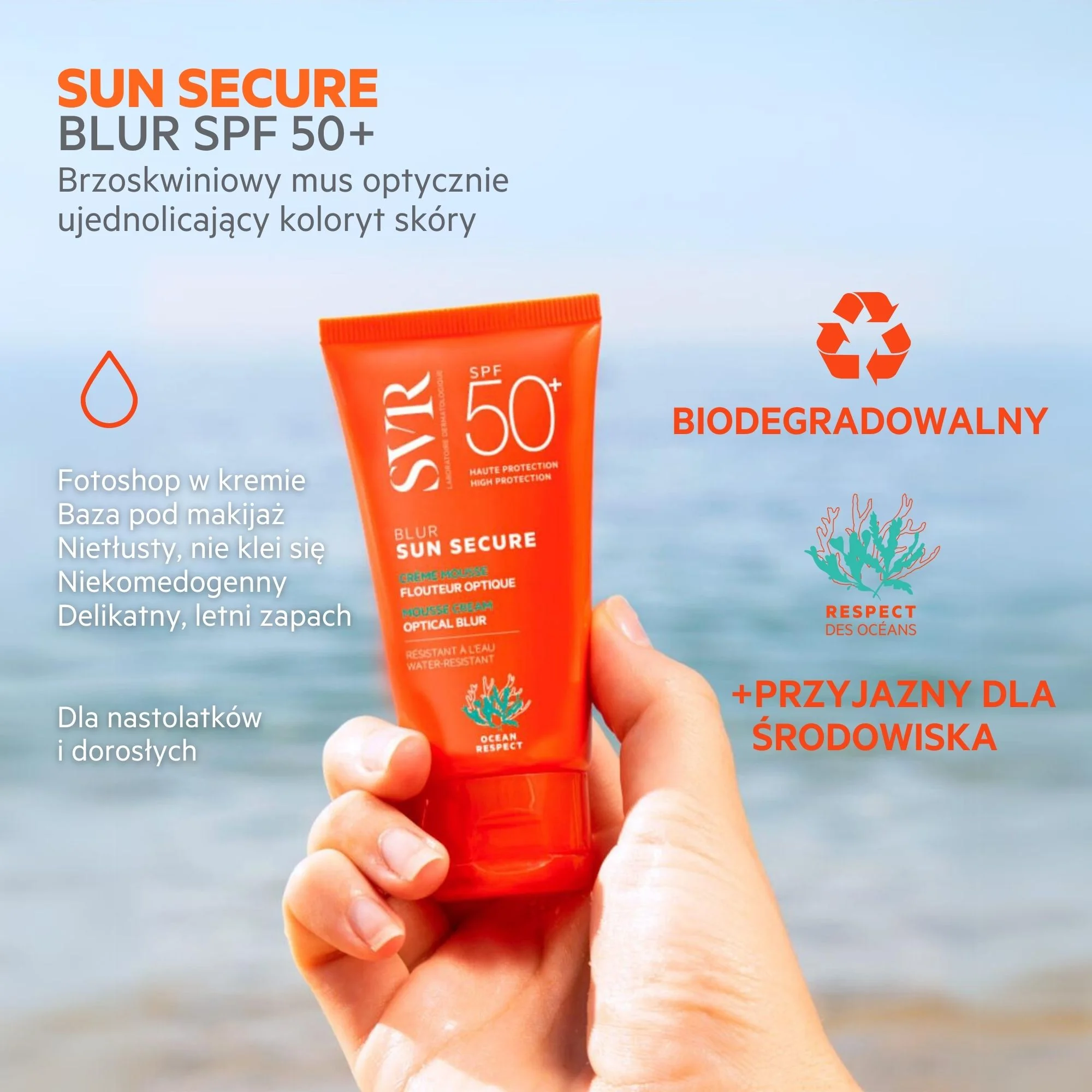SVR SUN SECURE Blur Krem w piance bezzapachowy SPF 50+, 50 ml