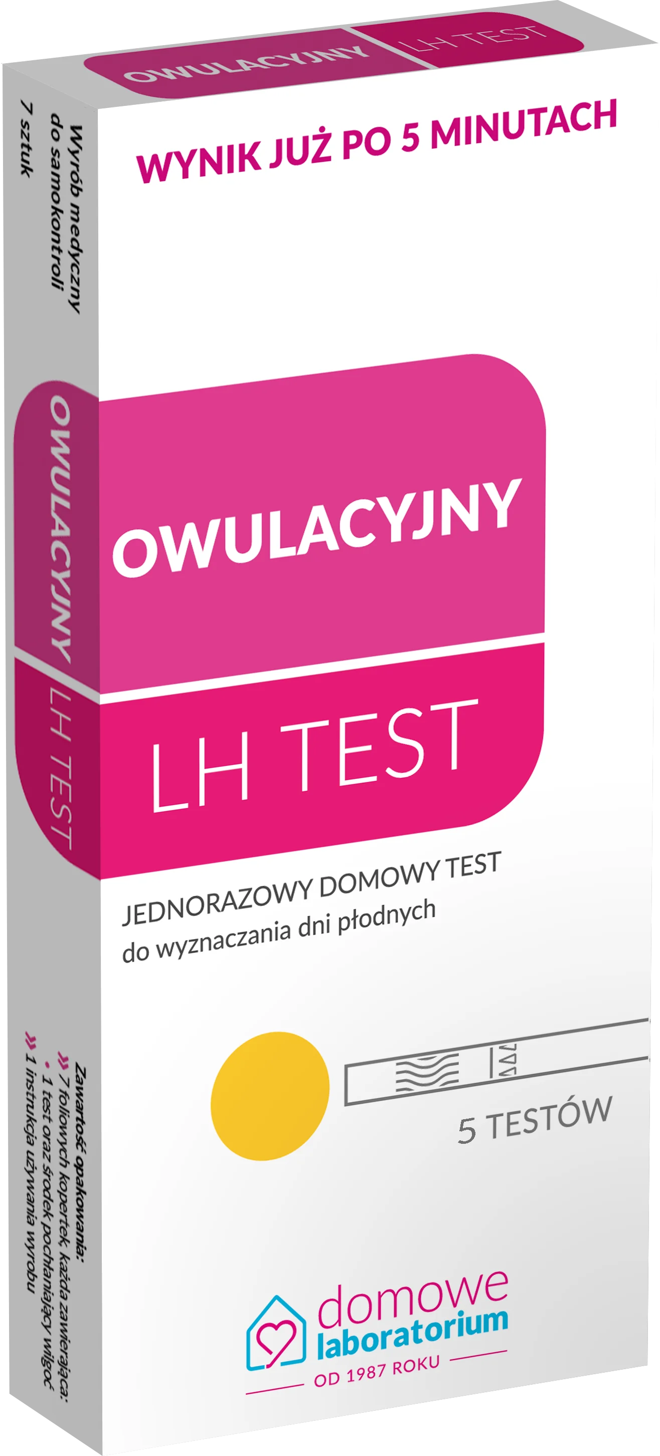 LH test owulacyjny jednorazowy domowy test, 5 sztuk
