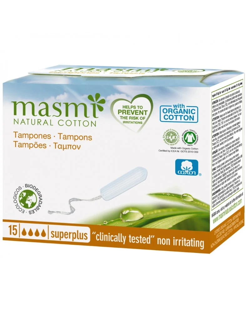 Masmi Super Plus organiczne bawełniane tampony, 15 szt.