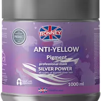 RONNEY Silver Power Anti-Yellow Pigment maska do włosów blond, rozjaśnianych i siwych, 1000 ml