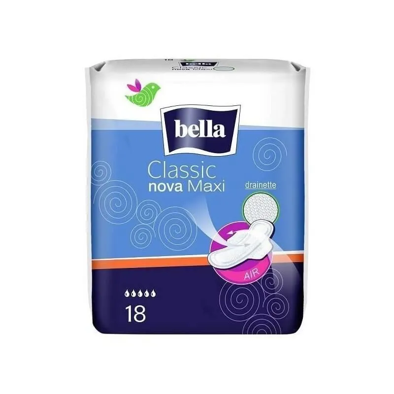 Bella Classic Nova Maxi, podpaski higieniczne, ze skrzydełkami,  18 sztuk