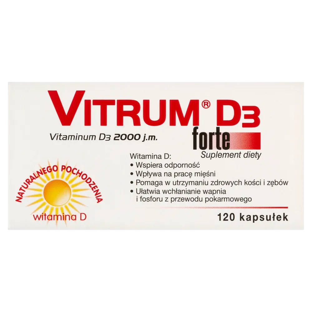 Vitrum D3 Forte, 2000 j.m., 120 kapsułek 