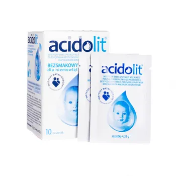 Acidolit, środek przeznaczenia medycznego dla niemowląt w stanach zwiększonej utraty wody oraz składników mineralnych, 10 saszetek 