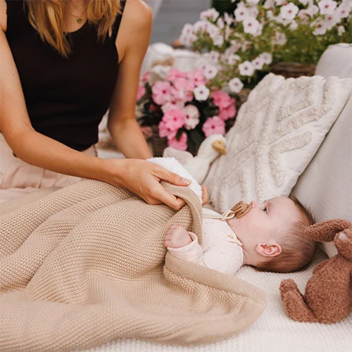 Babyono kocyk bawełniany z ociepleniem beżowy, 1 sztuka