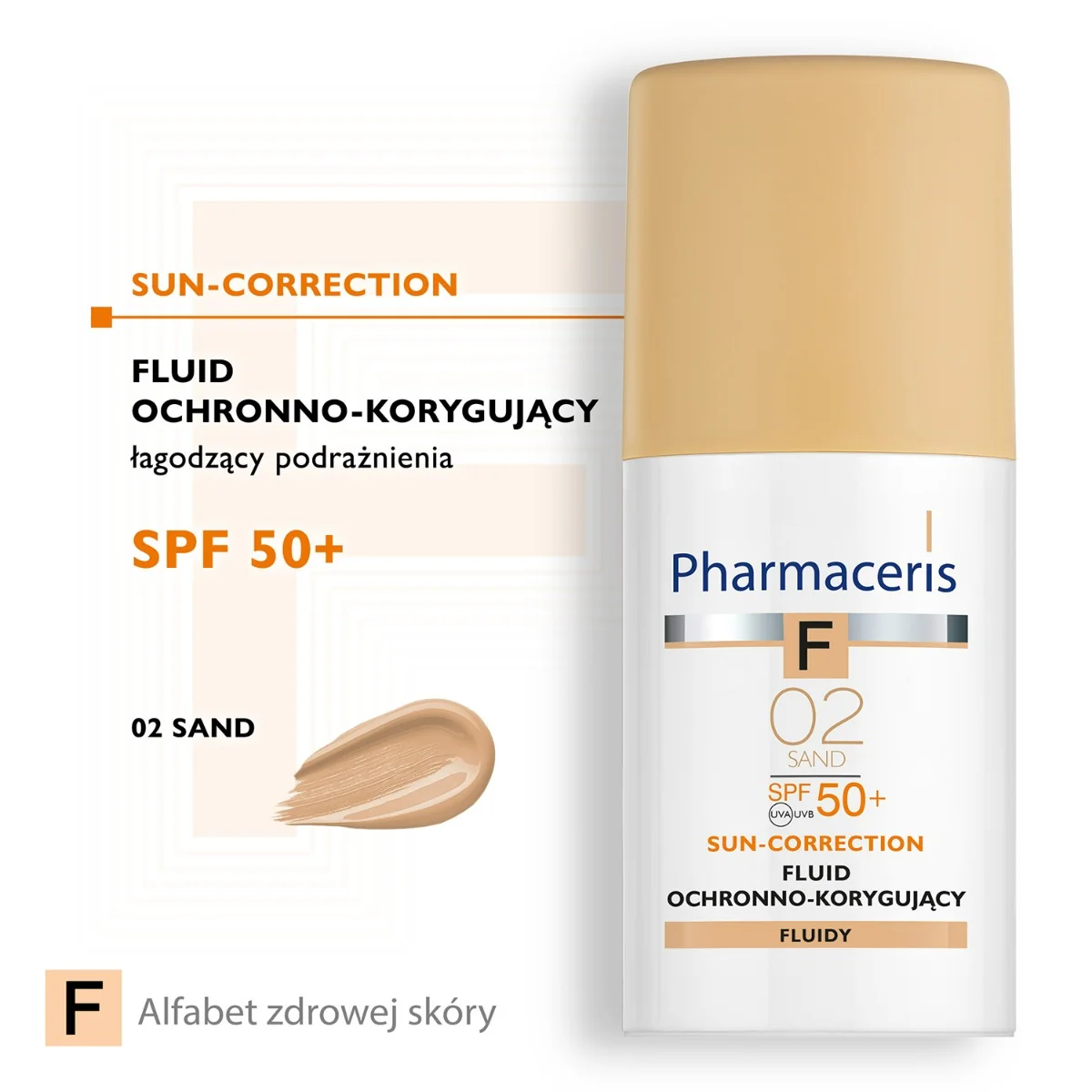 Pharmaceris F fluid ochronno-korygujący łagodzący podrażnienia 02 Sand / SPF 50+, 30 ml