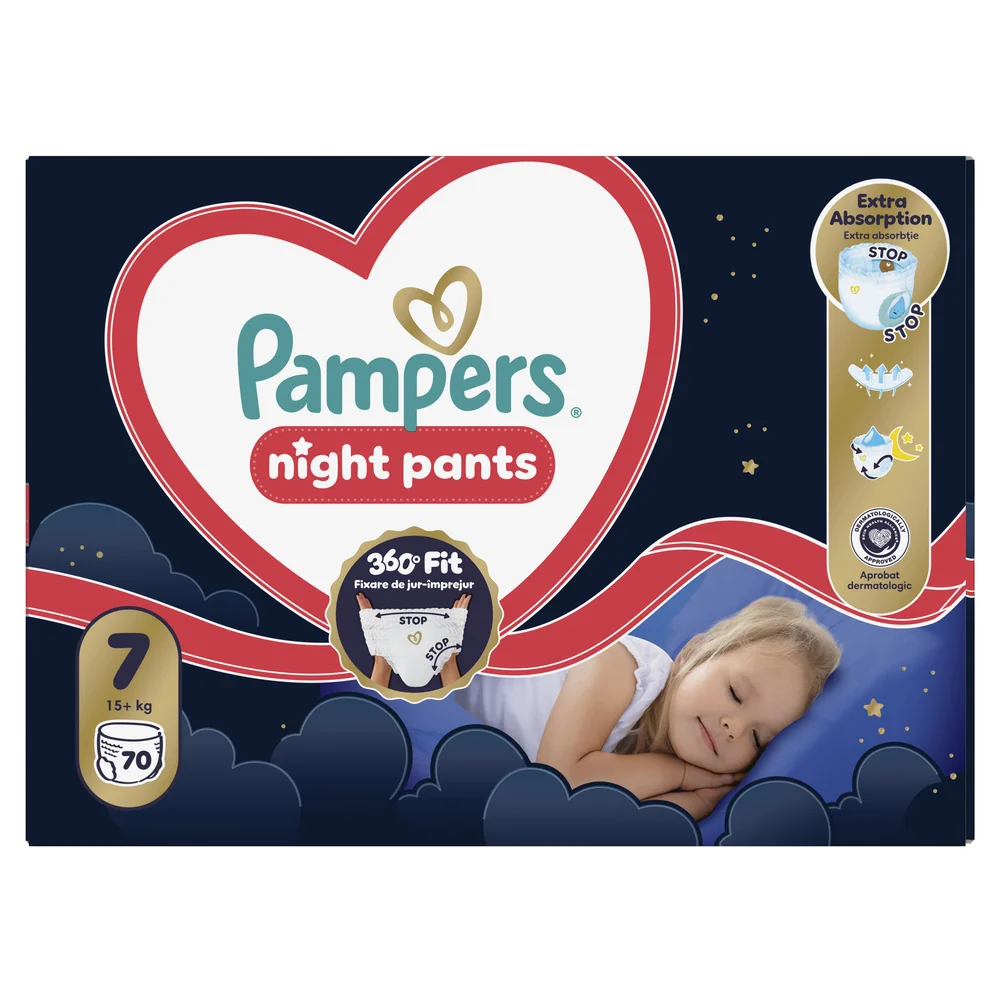 Pampers Night Pants 7 pieluchomajtki, rozmiar 7, 15+ kg, 70 sztuk
