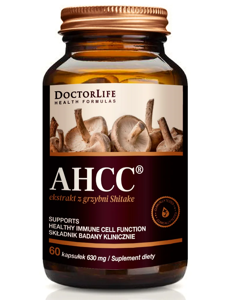 Doctor Life AHCC 630 mg ekstrakt z grzybni Shiitake, suplement diety, 60 kapsułek