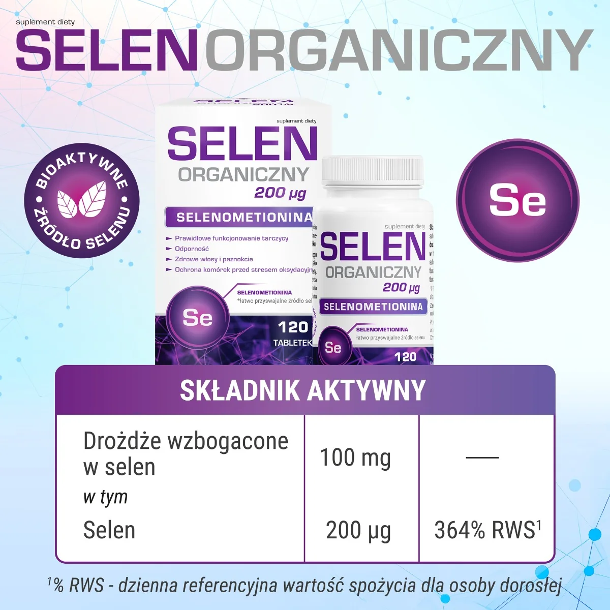 Selen Organiczny 200 µg 120 tabletek