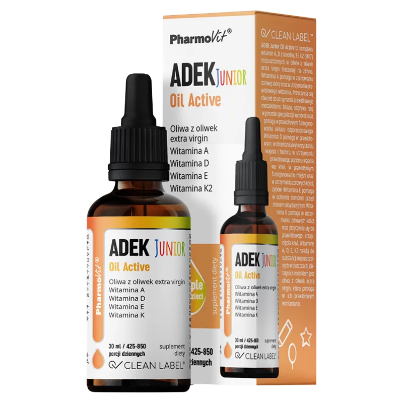 Pharmovit Clean Label ADEK Junior Oil Active, suplement diety, 30 ml