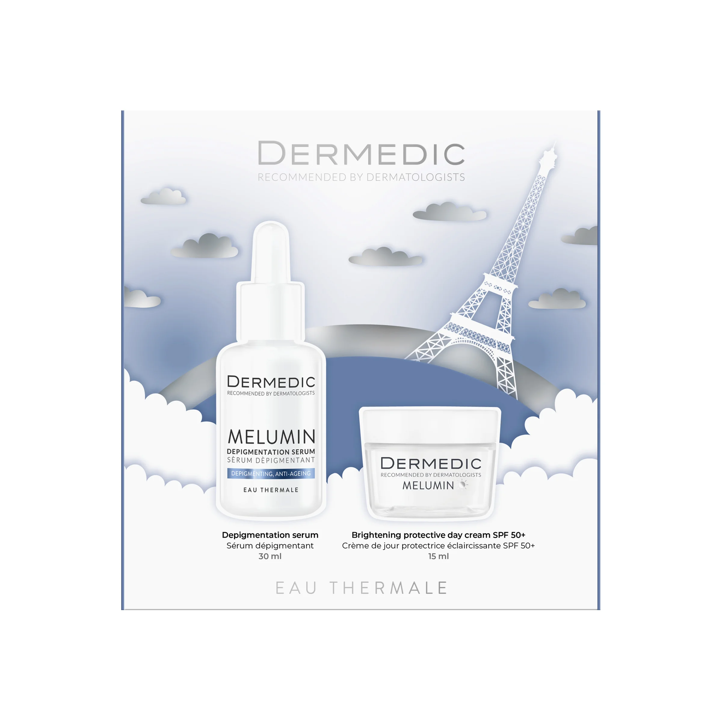 Dermedic Melumin Zestaw serum depigmentacyjne, 30 ml + ochronny krem rozjaśniający na dzień, 15 ml